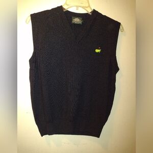 Clubhouse Collection MASTERS Sweater Vest Men's L Black Merino Wool Italy Golf